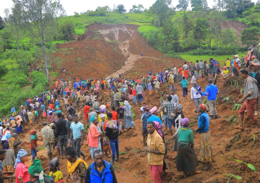 Rescue teams search for survivors after a landslide in Ethiopia's Amhara region